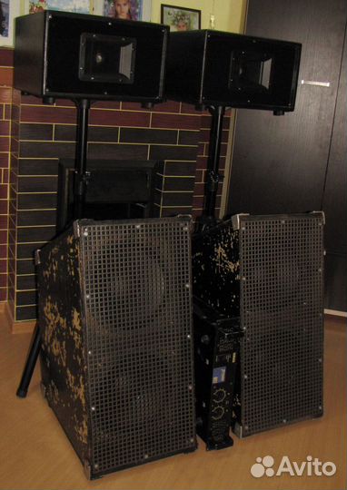 Колонки FA 2100W 4шт Рупоры Сабы Усилитель Стойки
