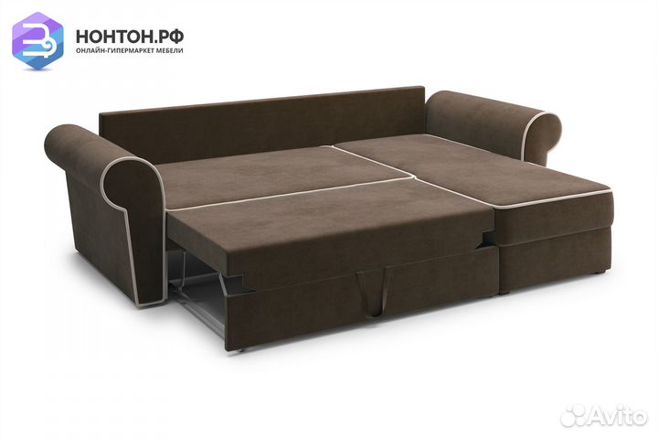 Диван угловой дельфин Прованс коричневый