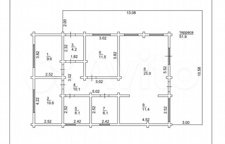 Коттедж 100 м² на участке 6,6 сот.