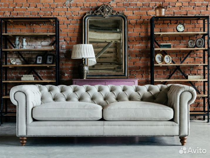 Диван Честер двухместный кожа в рассрочку