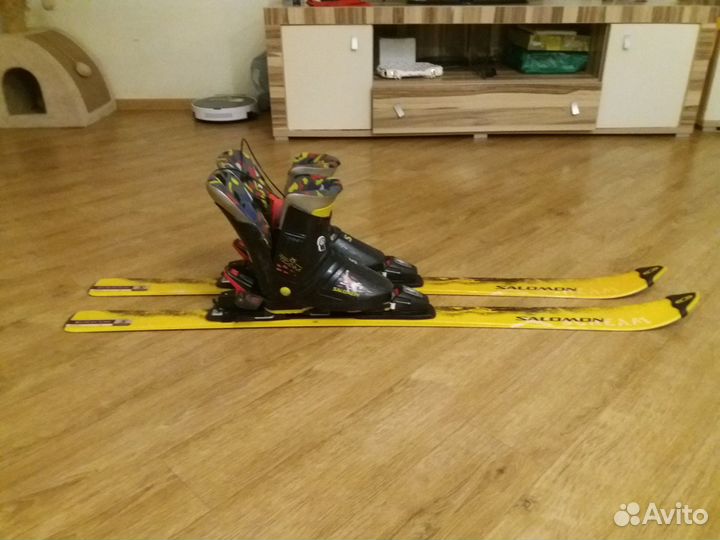 Горные лыжи 130 salomon + ботинки salomon 37 р