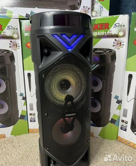 Большая блютуз колонка 6201 с микрофоном