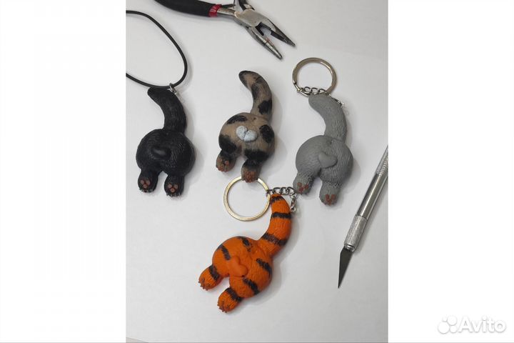 Милые попки котиков из полимерной глины