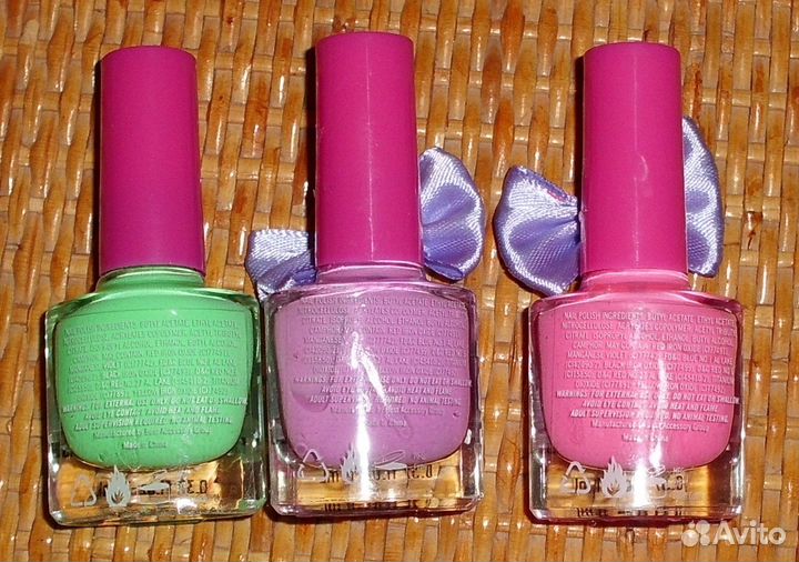 Лаки для ногтей неоновые и с блестками - 5 шт