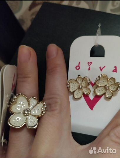 Комплект серьги+кольцо