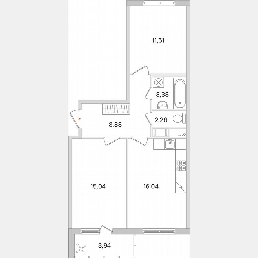 2-к. квартира, 59,2 м², 7/8 эт.