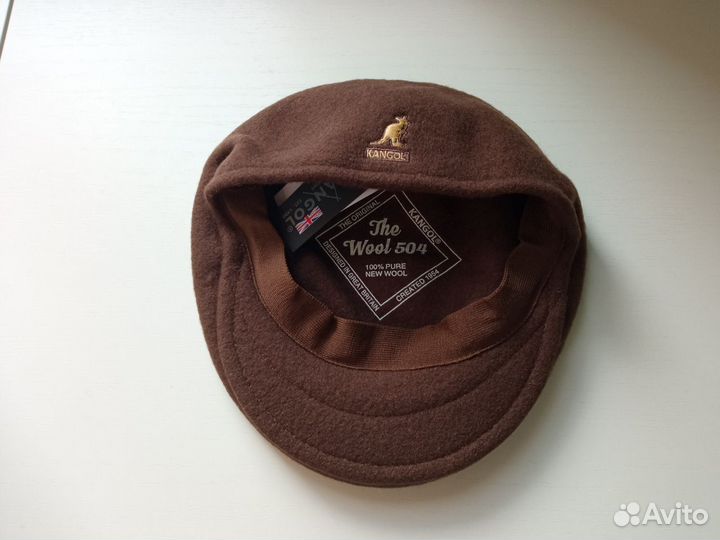 Коричневая кепи шапка шерстянная Kangol Кангол