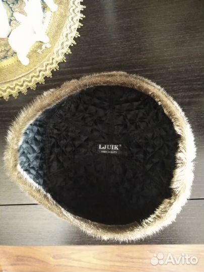 Шапка норка+замша женская
