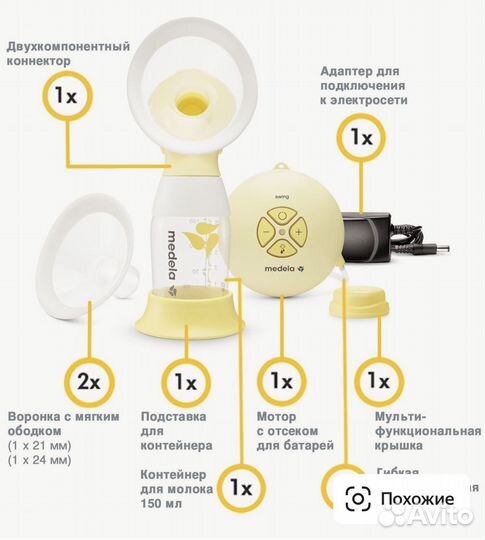 Молокоотсос medela swing flex электрический