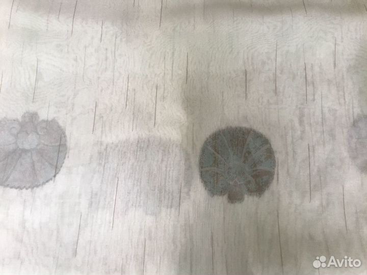 Ткань тюль фисташкового цвета с декоративными фраг