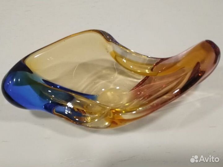 Пепельница/вазочка цветное стекло Чехословакия