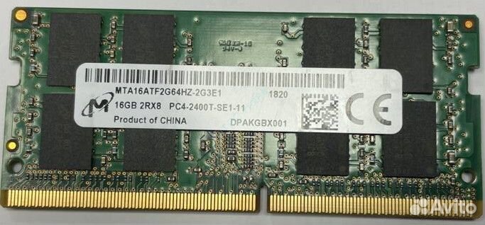 16Gb Micron MTA16ATF2G64HZ-2G3E1 DDR4 2400 SO-dimm