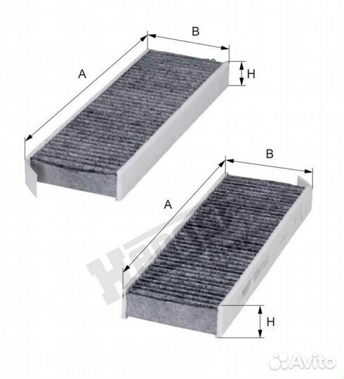 Hengst filter E2977LC-2 деталь Фильтр салона угольныйк/кт 2шт