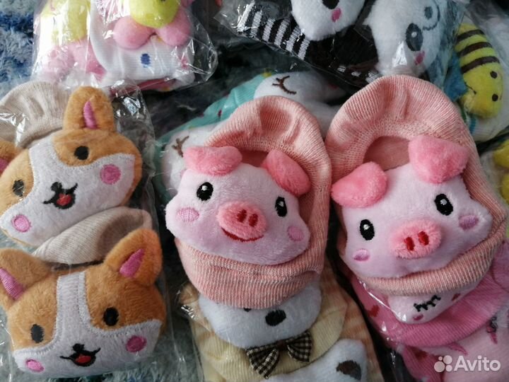 Носочки детские с мягкой игрушкой, с тормозами