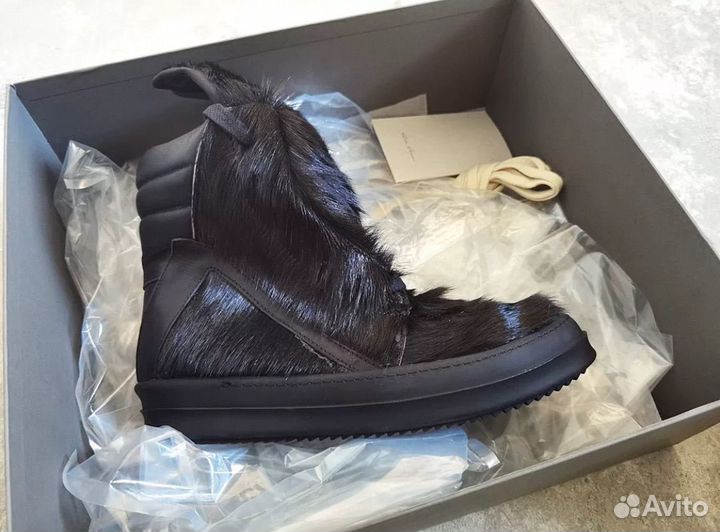 Кеды Rick Owens Geobasket Pony Hair Кожаные