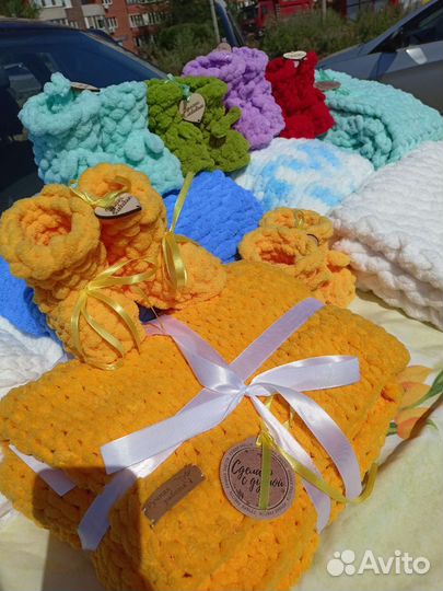 Плед детский вязаный ручная работа