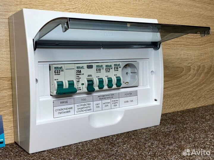 Электрощит в сборе навесной 7кВт/1ф/узо/12мод. NEW