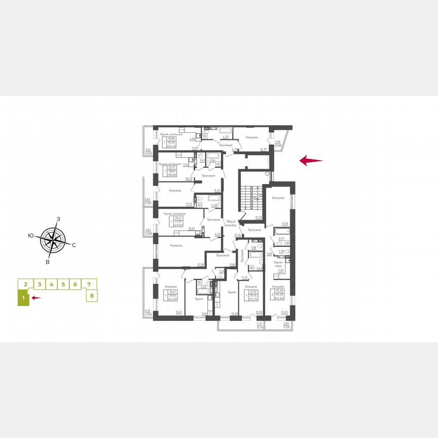 1-к. квартира, 41,1 м², 5/5 эт.