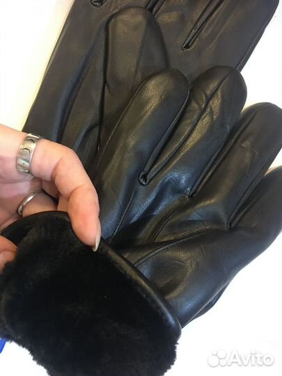 Перчатки с мехом(эко кожа),горнолыжные перчатки