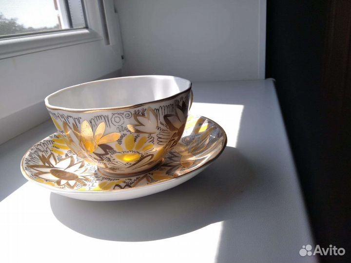 Чайный сервиз золотые ромашки лфз