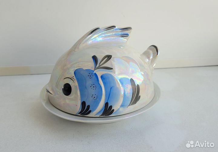 Масленка рыба. Сысерть. Фарфор СССР. Роспись