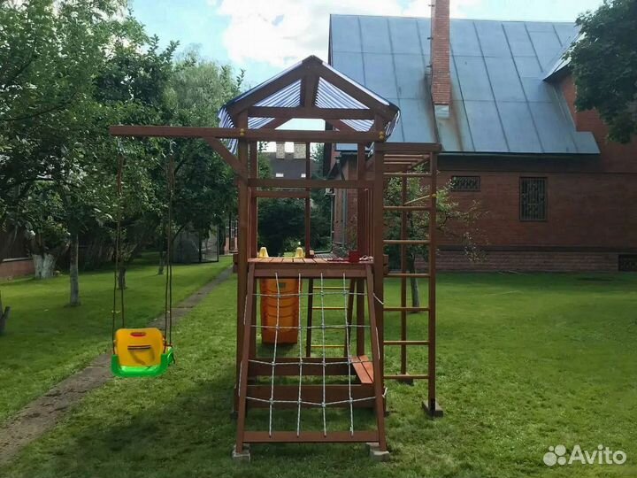 Детский домик песочница горка качели для дачи