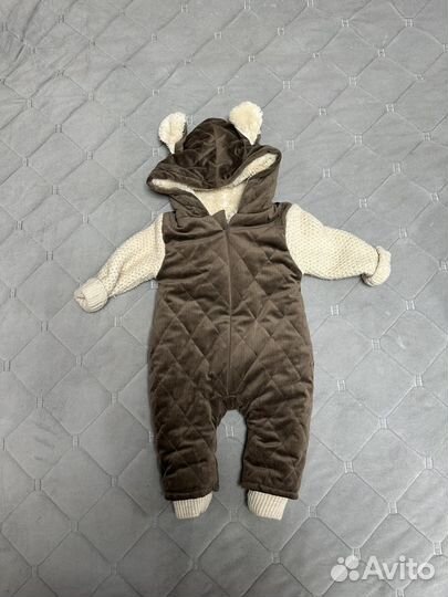 Комбинезон, шапочка и снуд, пинетки теплые