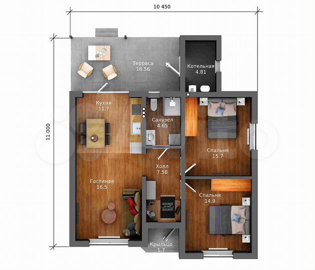 Коттедж 88 м² на участке 5 сот.