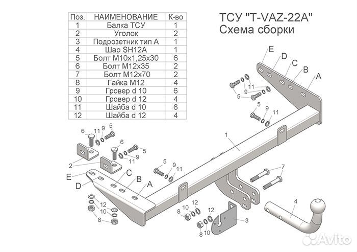 Фаркоп для LADA Kalina / LADA Granta