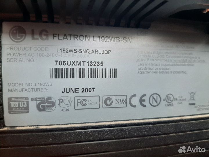 Монитор LG Flatron L192WS-SN