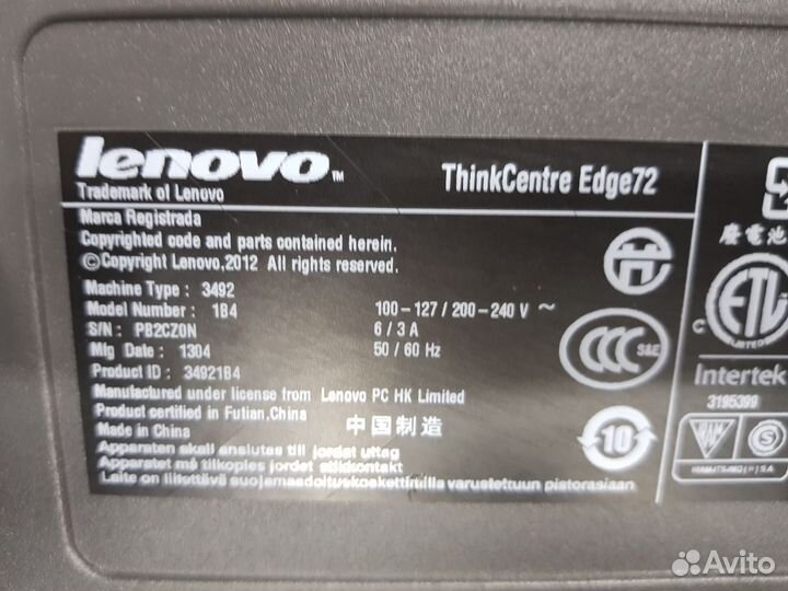 Пк Lenovo ThinkCentre Edge72 D 30шт