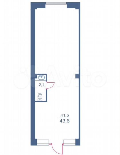 Свободного назначения, 43.6 м²