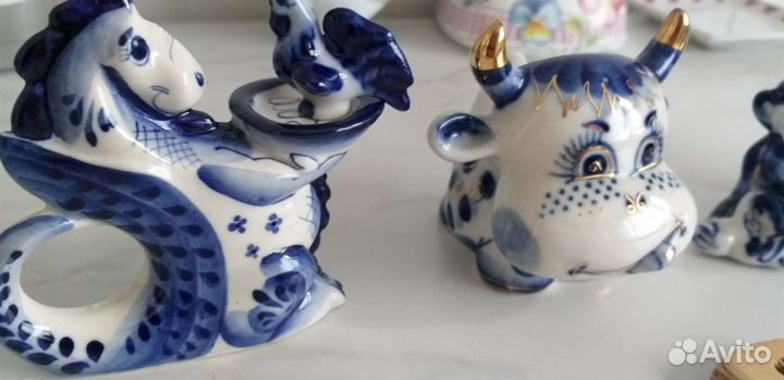 Гжель бык дракон обезьяна дерево