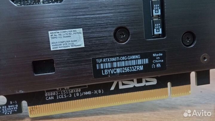 Видеокарта Asus TUF RTX3060Ti 8Gb noLHR