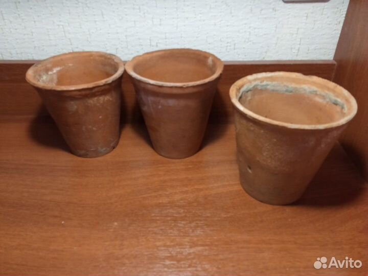 Горшки винтажные из глины