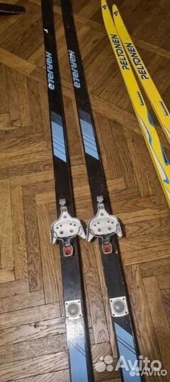 Лыжи с креплен. и пал. 3 пары взр+дет. лыжи