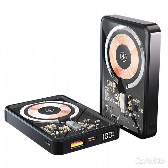 Внешний аккумулятор с беспроводной зарядкой 10.000