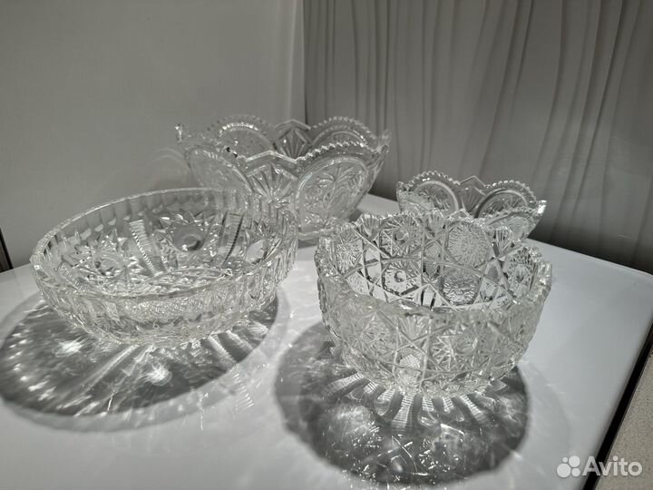 Салатник, ваза, конфетница хрустальные