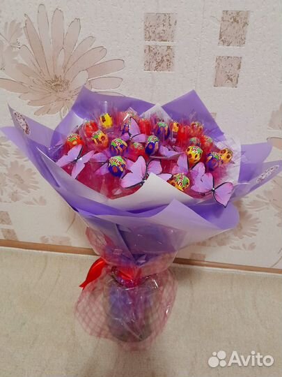 Букет из бабочек, Сладкий букет из чупа чупсов