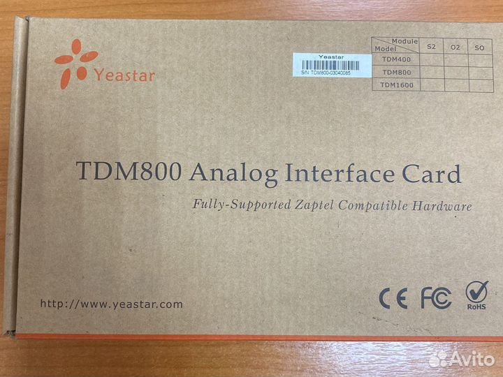 Плата аналоговых линий Yeastar TDM800