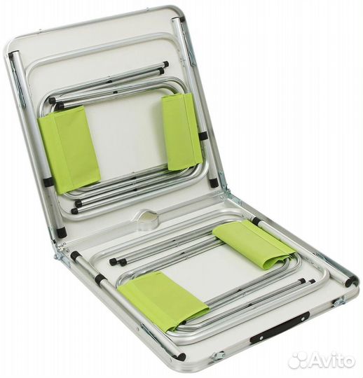 Стол раскладной + 4 стула салатовый 120х60х70 см