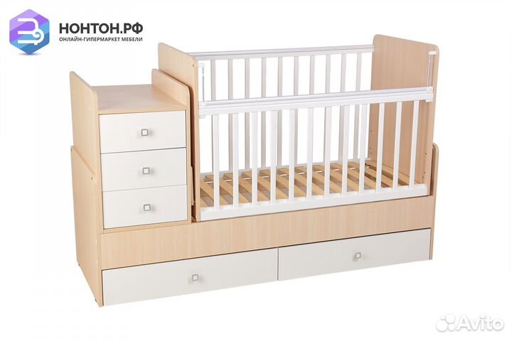 Кровать детская Фея 1100 дуб пастельный / белый