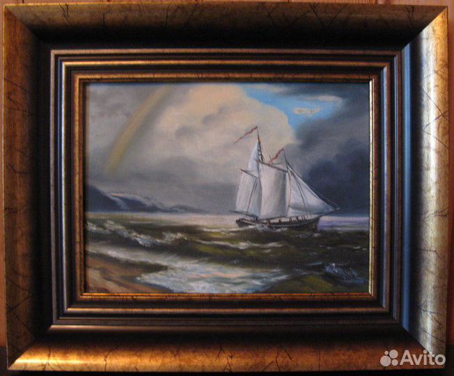 Радуга над морем. 18х24см, х.м