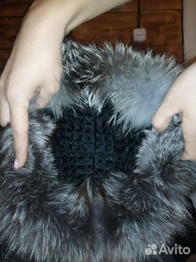 Шапка ушанка женская натуральный мех, нат кожа