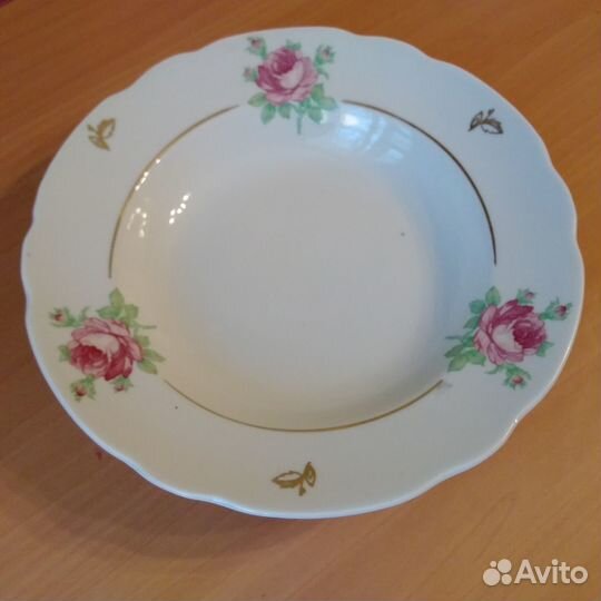 Тарелки суповые Дулево Роза (24 см) цена за 3 шт