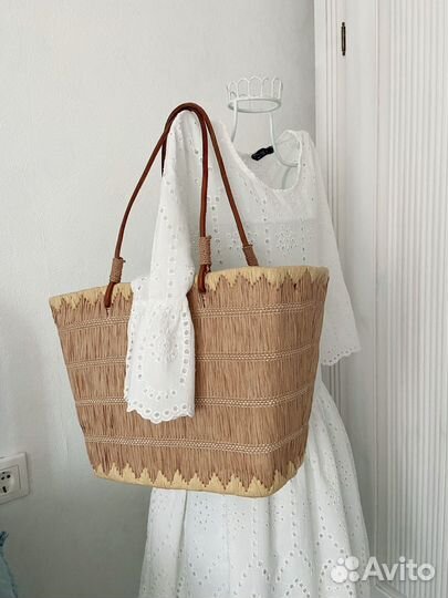 Сумка соломенная платье хлопок