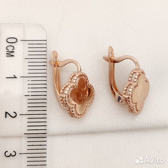 Золотые серьги клевер Van Cleef под Ван Клиф