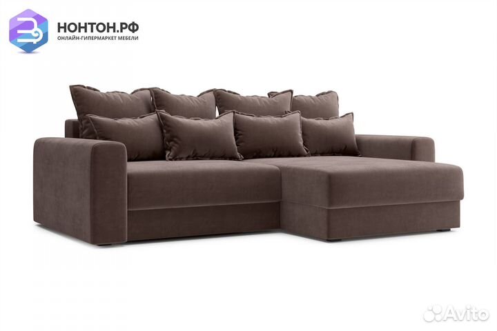 Диван угловой тик-так Омега коричневый