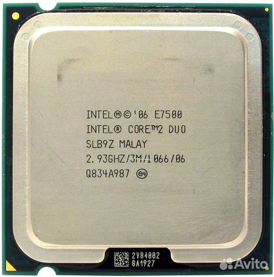 Процессор Intel Core 2 Duo E7500 (775, 2.93Ghz, 2c