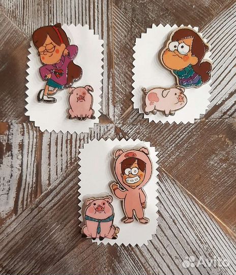 Значок/Брошь деревянная.Гравити Фолз